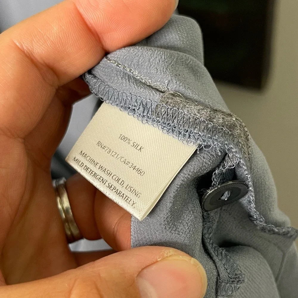 Lovely 100% SILK Eileen Fisher Gray Oversize Dolman Tunic Blouse Asymmetric XL - Picture 7 of 9